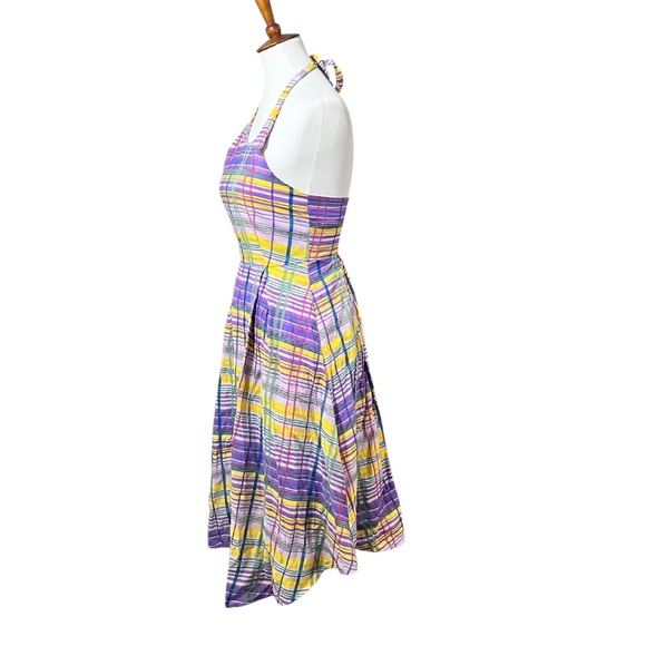 Anthropologie Cecily Purple/Yellow Plaid Midi Length Dress Size 0P - Picture 6 of 11